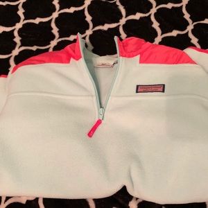 vineyard vines pink and blue fleece shep shirt